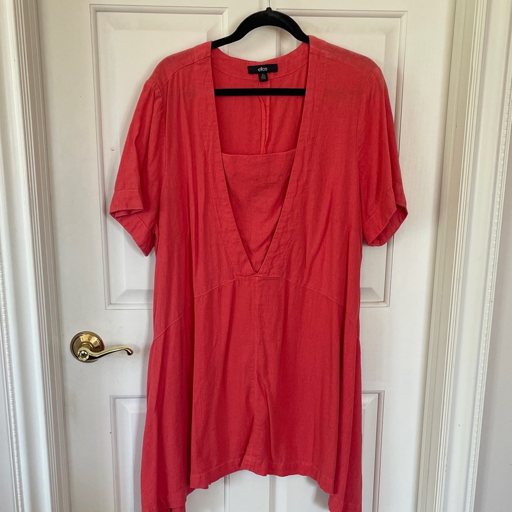 Ellos Red Tunic with V-Neck